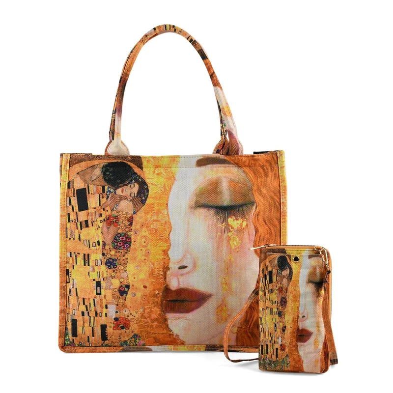 2-teiliges Taschenset - Shopper und Handytasche, ca. 40 x 12 x 35 cm (Shopper), ca. 20 x 11 x 2 cm (Handytasche), Sonnenblumen von Van Gogh