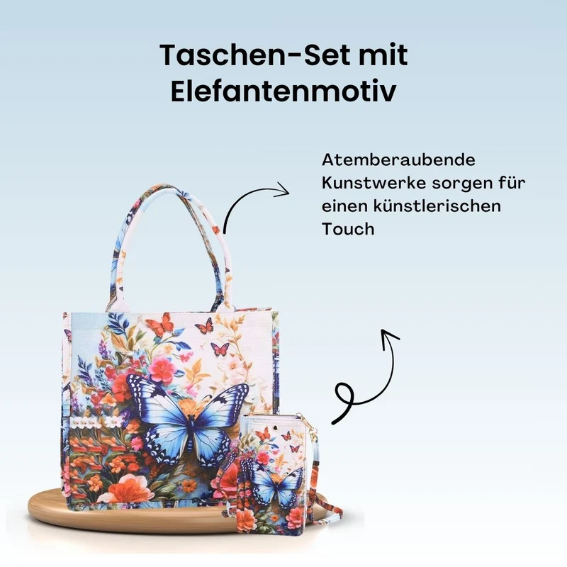 2-teiliges Taschenset - Shopper und Handytasche, ca. 40 x 12 x 35 cm (Shopper), ca. 20 x 11 x 2 cm (Handytasche), Sonnenblumen von Van Gogh
