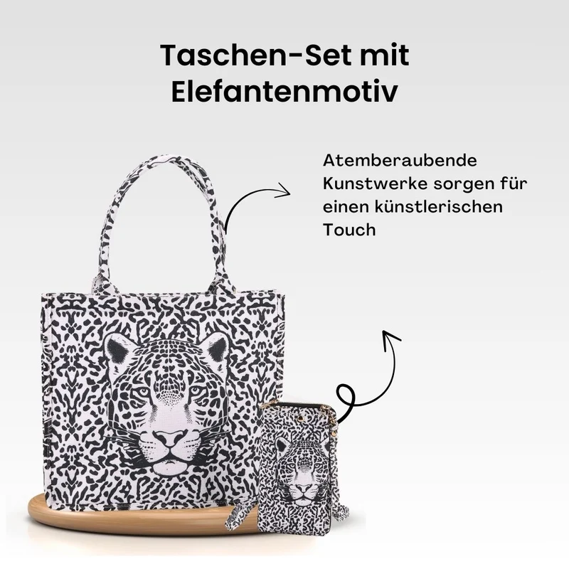 2-teiliges Taschenset - Shopper und Handytasche, ca. 40 x 12 x 35 cm (Shopper), ca. 20 x 11 x 2 cm (Handytasche), Sonnenblumen von Van Gogh