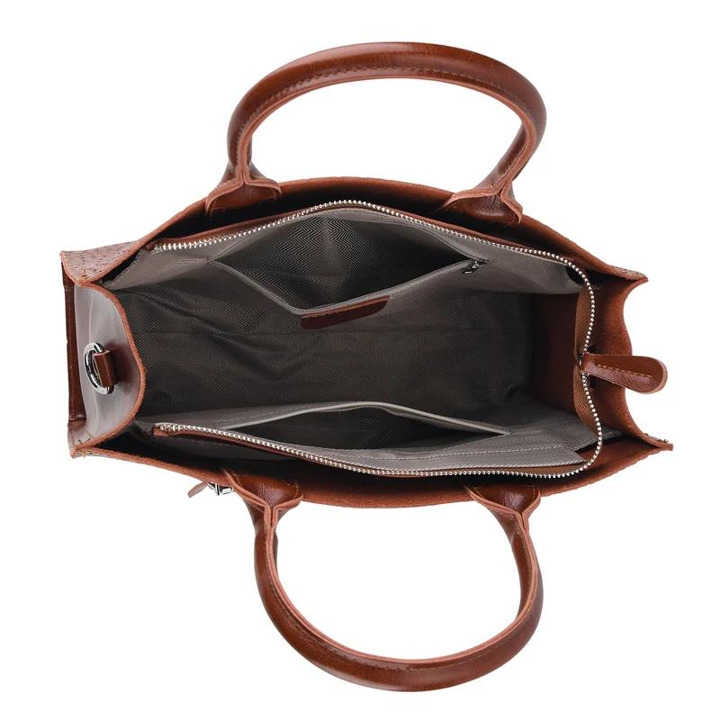 Henkeltasche aus Echtleder mit Krokoprägung, Schulterriemen und Reißverschlussfach, 33x12x28cm, Burgunderrot