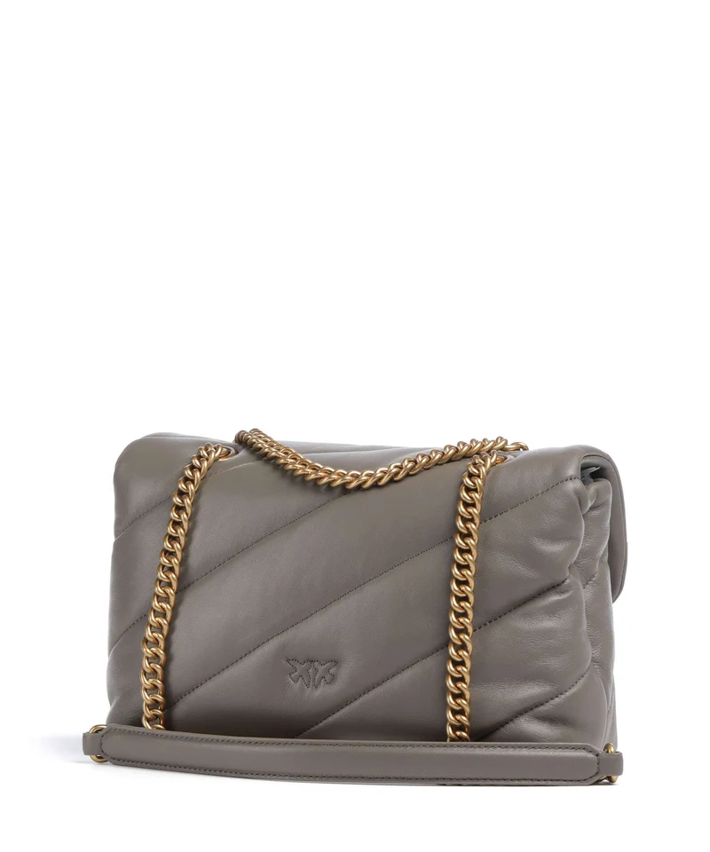 Pinko Love Puff Classic Schultertasche grigio asfalto/antique gold