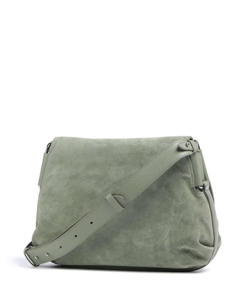 Coccinelle Rebekka Suede Schultertasche greenery
