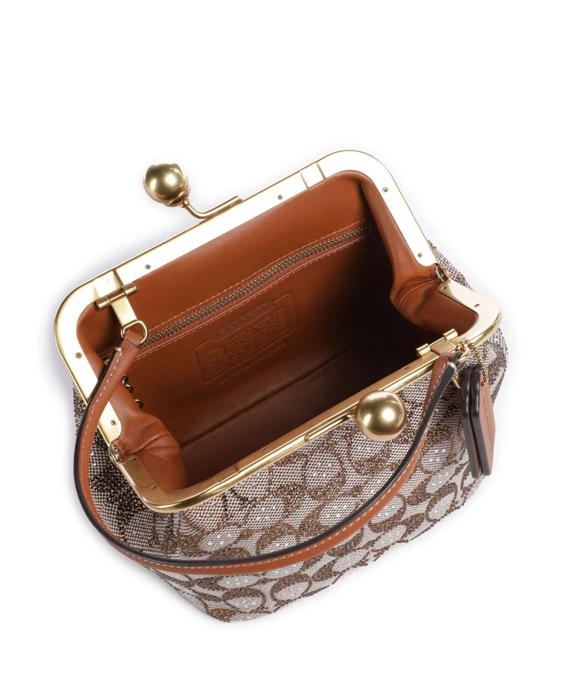 Coach Kisslock Frame Crystal Signature Jacquard Handtasche burnished amber