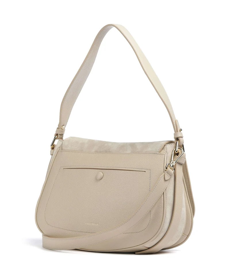 Coccinelle Mavery Suede Schultertasche sandshell