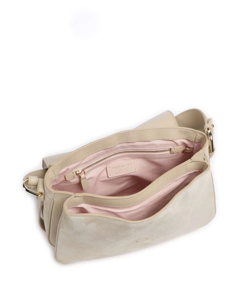 Coccinelle Mavery Suede Schultertasche sandshell