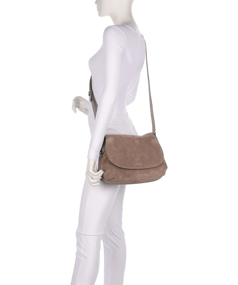 Coccinelle Rebekka Suede Schultertasche warm taupe