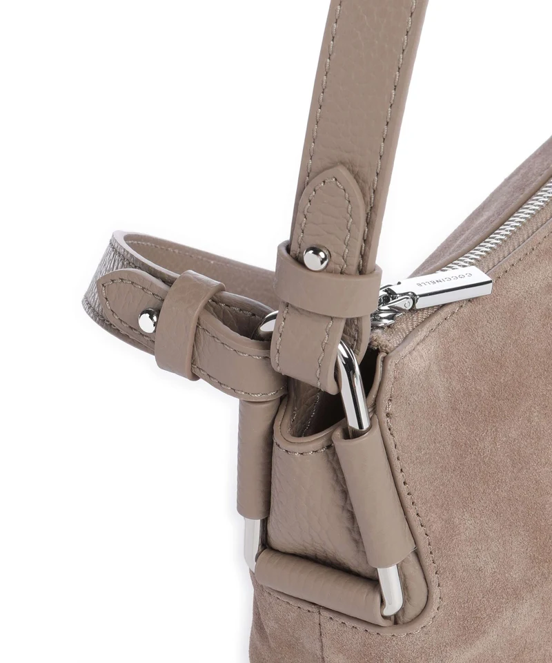 Coccinelle Rebekka Suede Schultertasche warm taupe