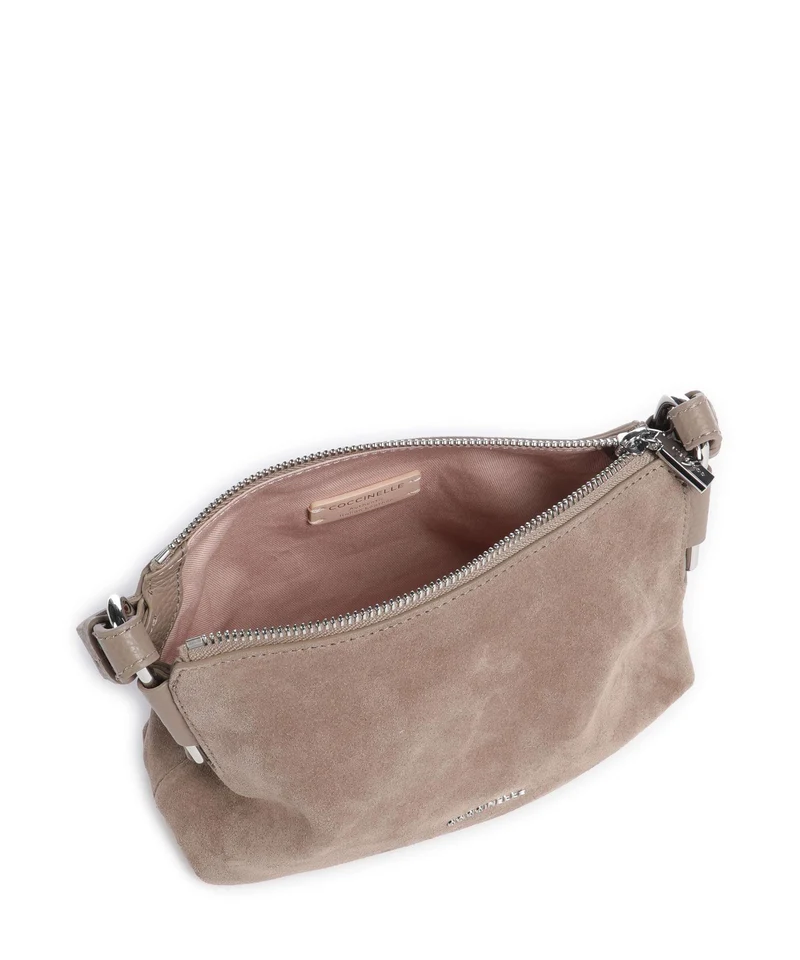 Coccinelle Rebekka Suede Schultertasche warm taupe
