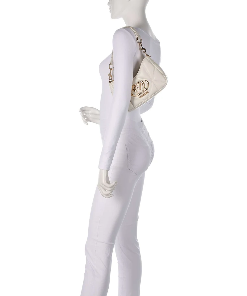 Love Moschino Embossed Q Schultertasche ivory