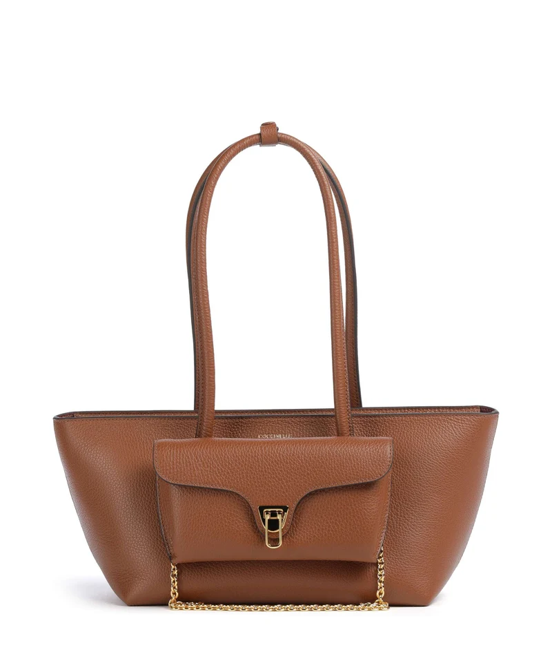 Coccinelle Beat Double Schultertasche cognac