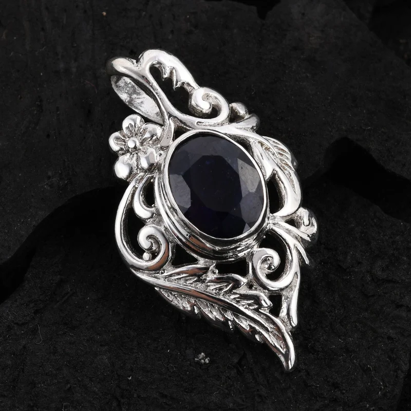 Royal Bali - Blauer Saphir-Anhänger, 925 Silber ca. 1,50 ct